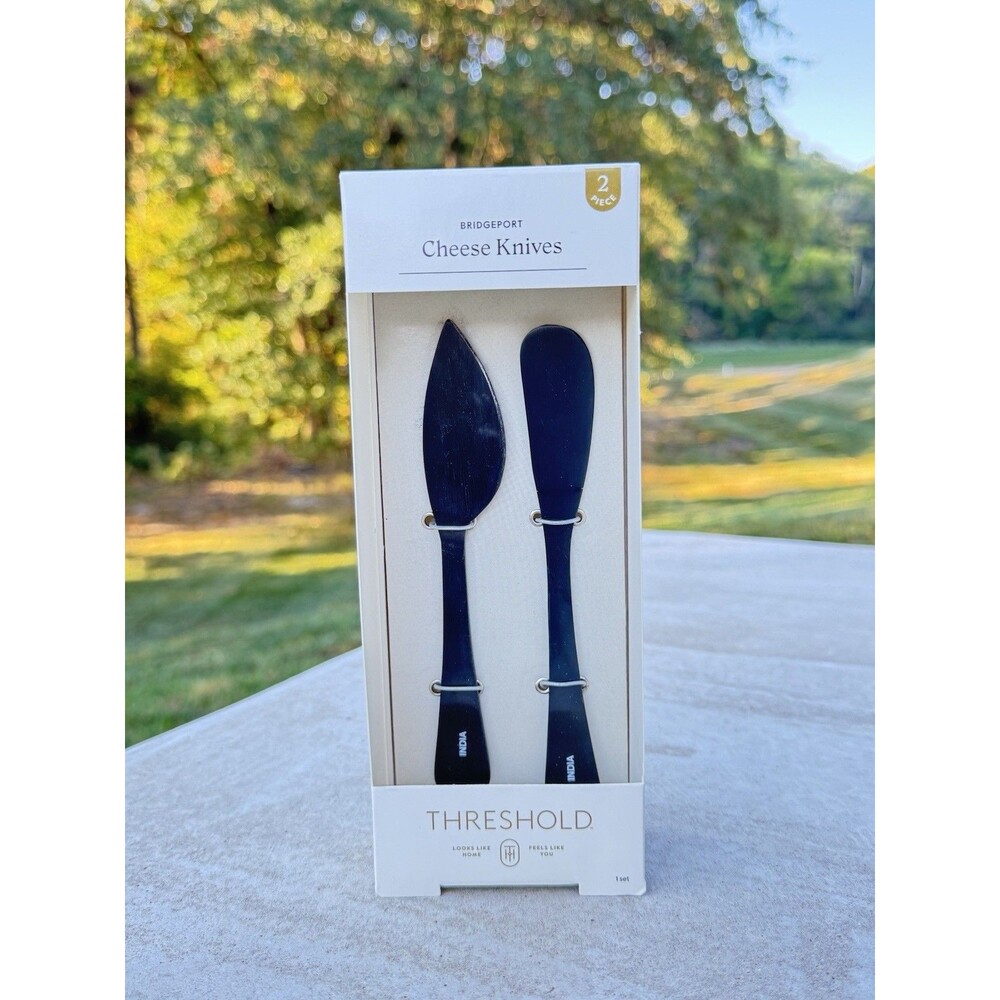 2pk Stainless Steel Cheese Knives Black - Threshold™ NEW